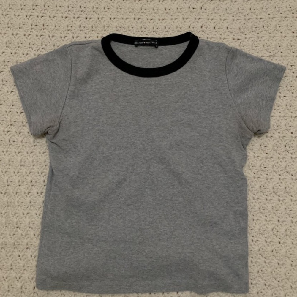 Brandy Melville Grey Ringer Tee